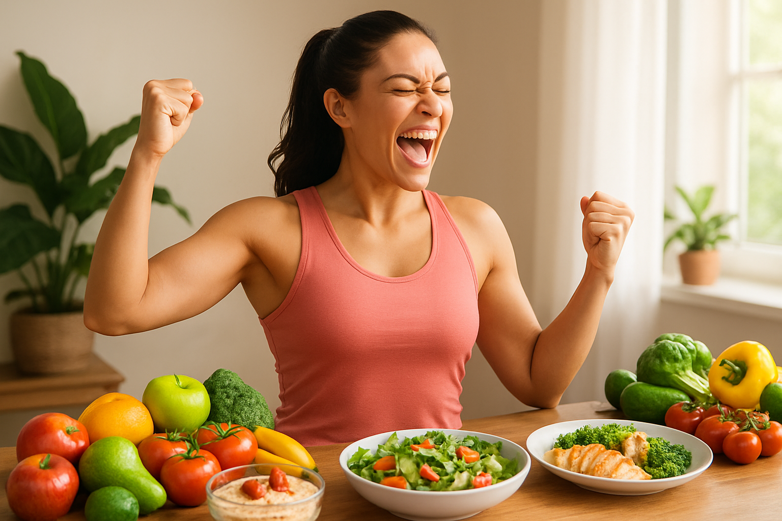 women conquering her diet goals